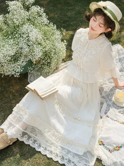 Rock Shirt Spitze Wald Französisch Stufen Aprikose