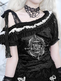 Short Dark Straps Top Asymmetrical Gothic