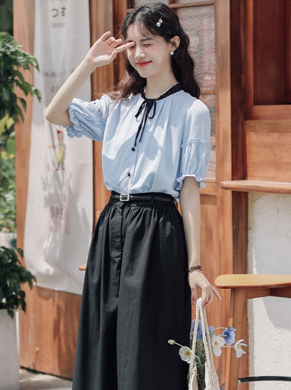 Lce Flared Long + Rock Shirt Retro Sommer Blau