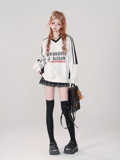 Pullover V-Ausschnitt Retro Sweat Sporty