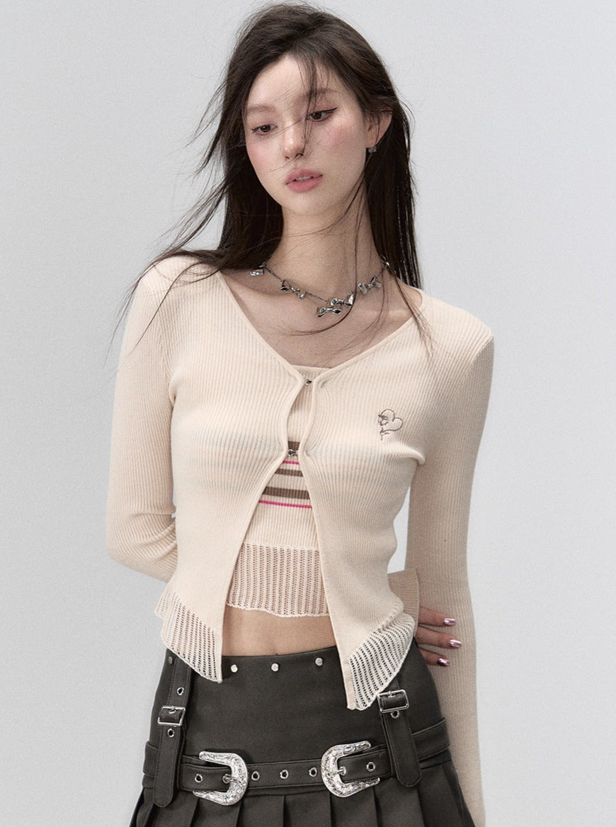 Schmaler Frühlings-Cardigan in Milchoptik