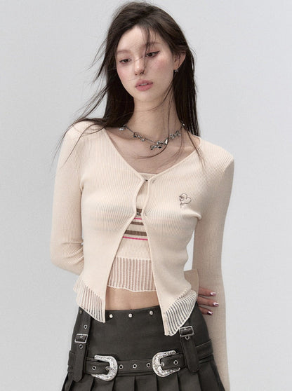 Schmaler Frühlings-Cardigan in Milchoptik