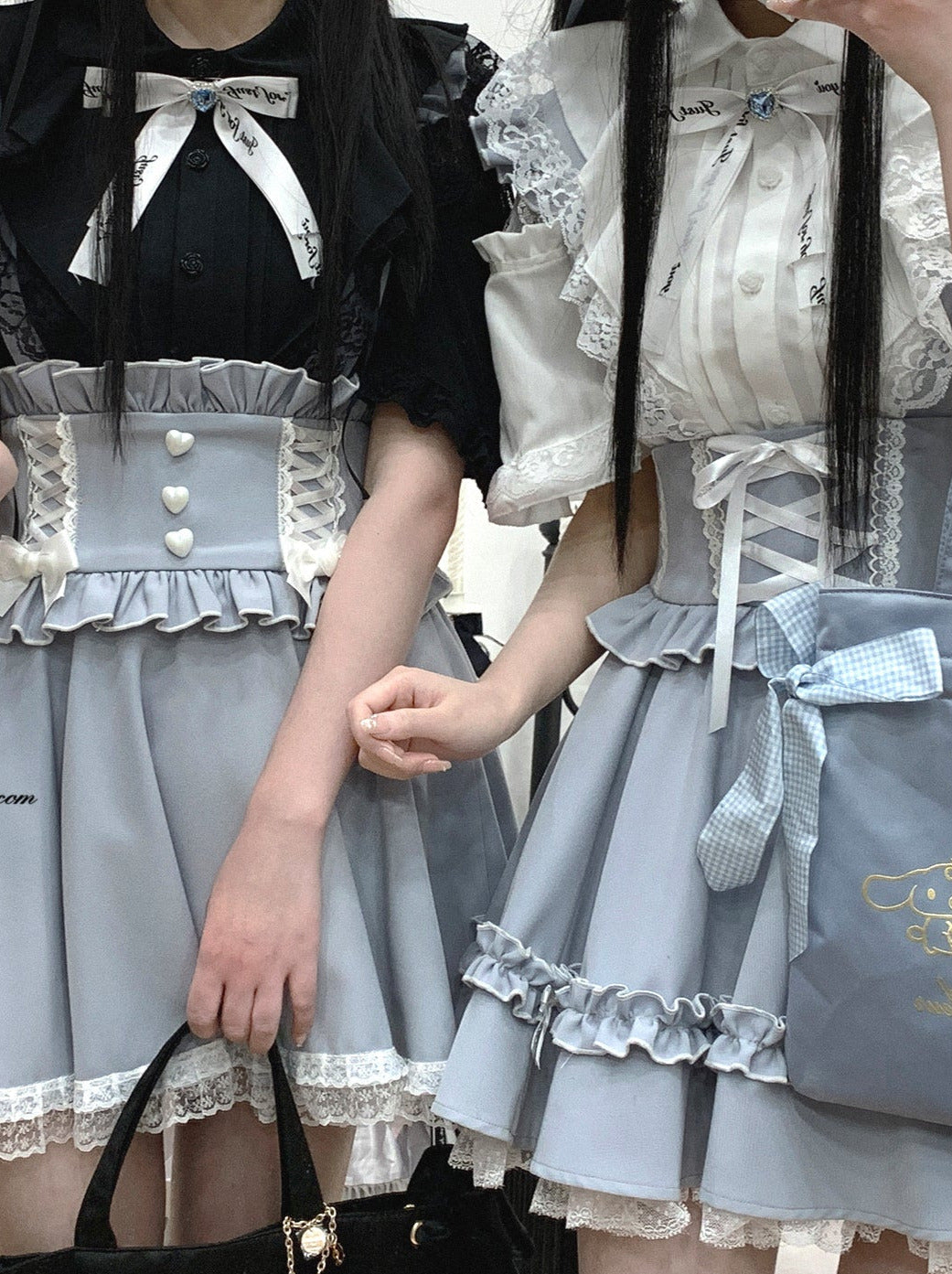 レースシアーショルダーケープマインリボンシャツ