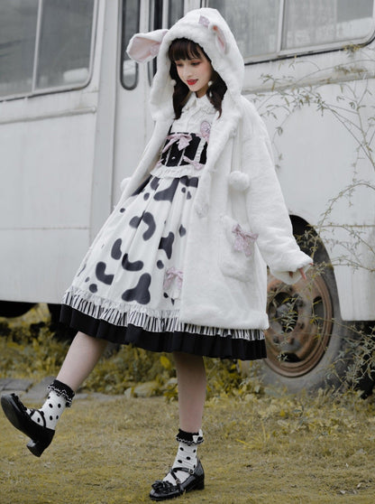 Hosenträger Kuh Bluse Rock Pelz + Mantel