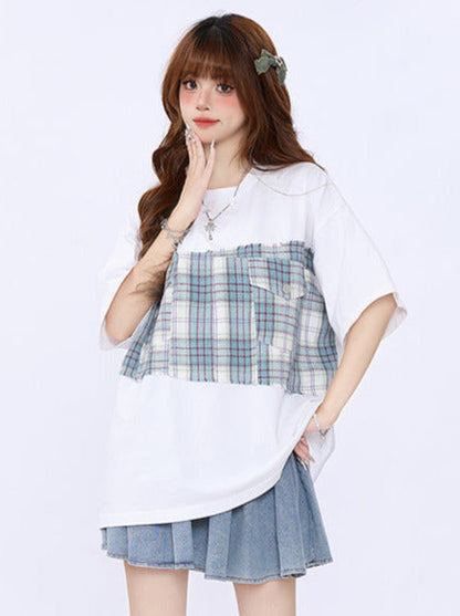 ゆったりTシャツ オーバーサイズ チェック