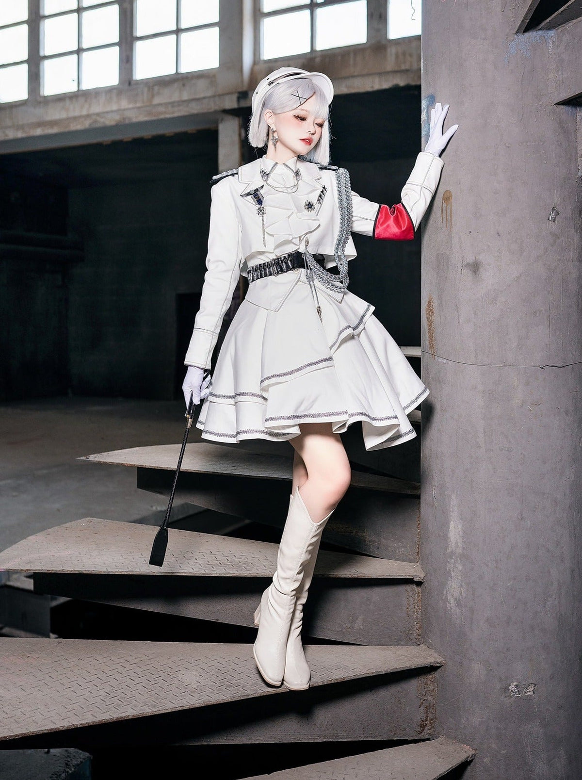 Armeerock Dunkel Asymmetrisch Militär + Uniform + Hemd Mantel