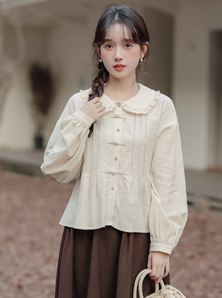 襟付きチャイナブラウスドールレース