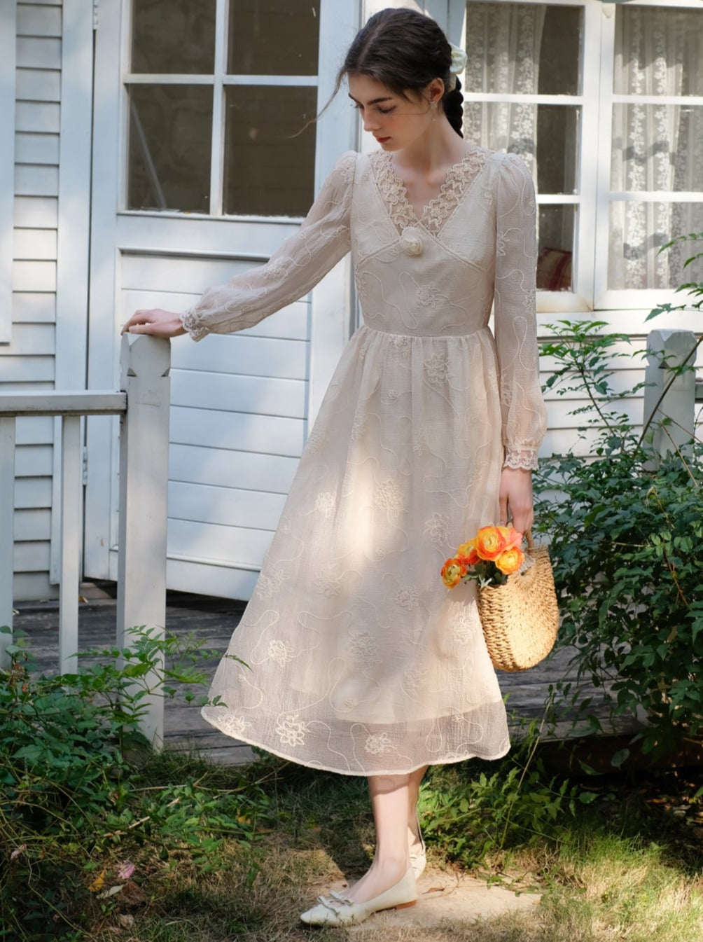 フラワードレスクイーンフレンチクラウドフェアリーシフォンミスト