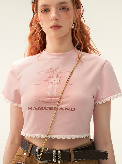 Neck Sweet Round Tops Girly