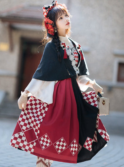 Trompete Pelz Bluse Cape + China Zubehör Quaste Schal Pullover Rock