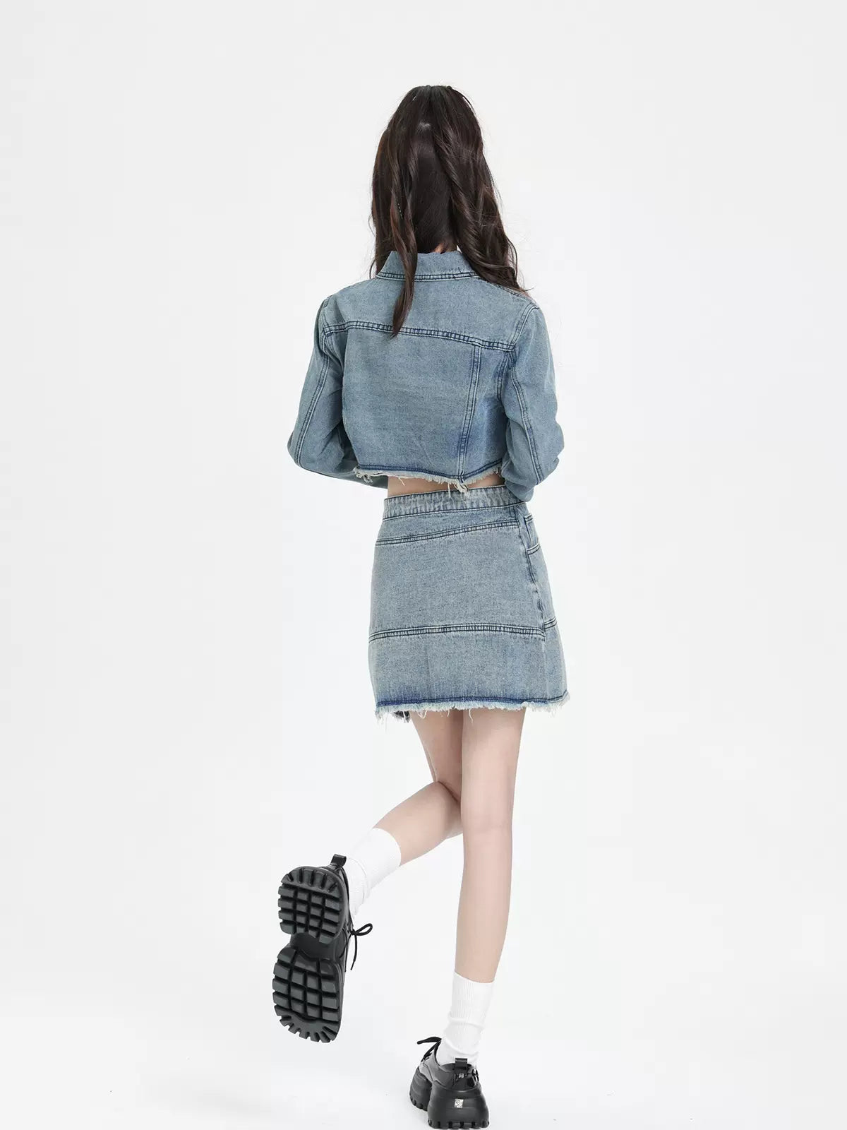 Retro Jacket Skirt Denim + Short American