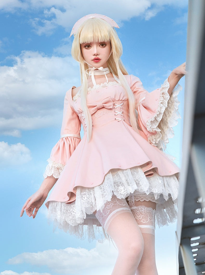 Sweet Girly Frill Dress + Hat