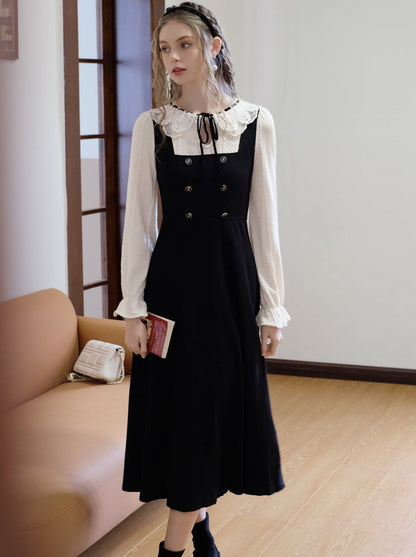 レースフェイクピース 2フリルドレスカラー