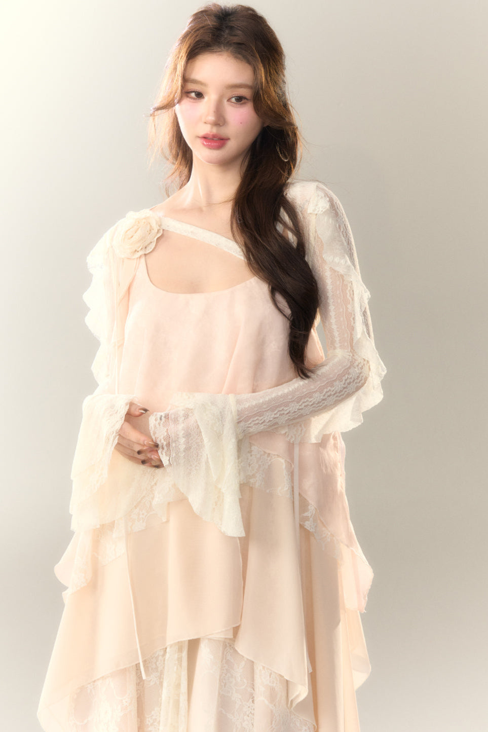 ロゼル イレギュラー ドレス ロング マルチレイヤー ヘビースカート