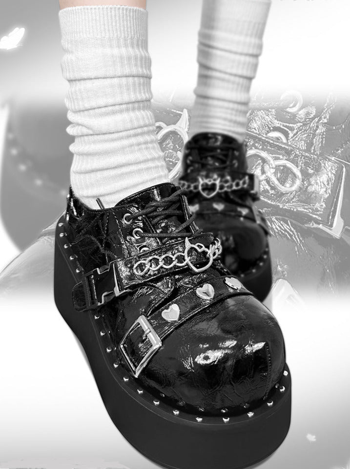 Punk Lolita Plattform Zehen Teufel Schuhe Gothic Runde Falle