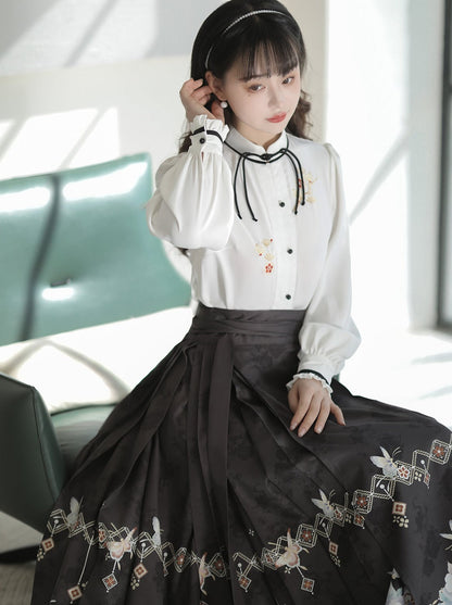 Bluse Lang China Dunkel Elegant Rock