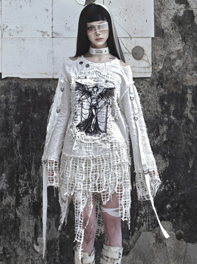 Girl Tops Illustration Window Damaged