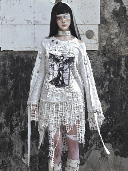 Girl Tops Illustration Window Damaged