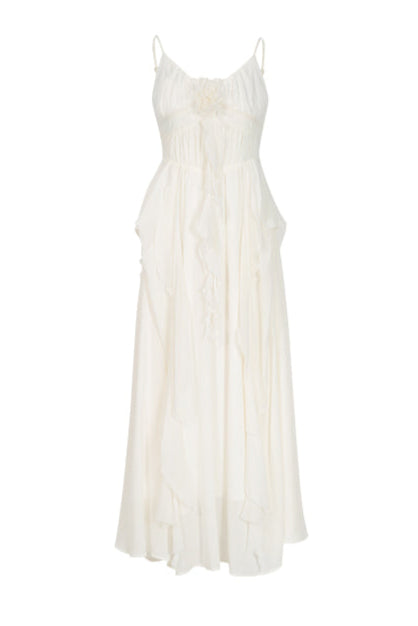 Rosenkleid mit schwerer Rüschenarbeit