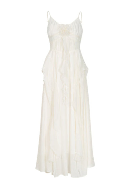 Rosenkleid mit schwerer Rüschenarbeit