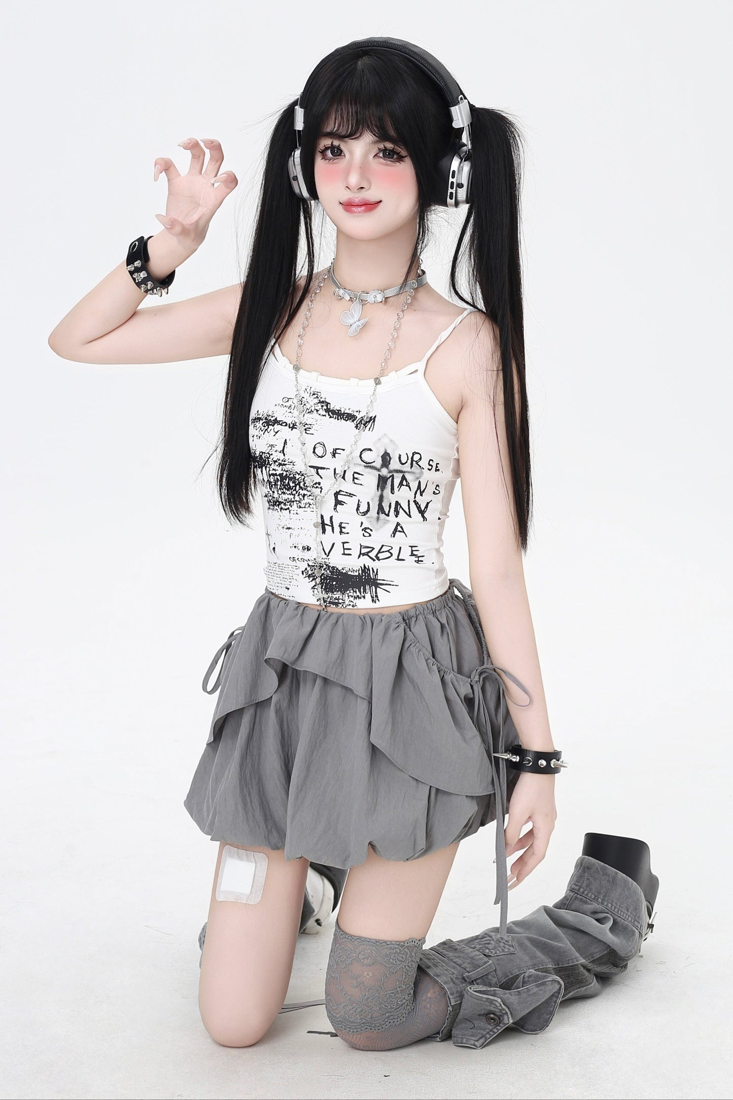 Drawstring One-Shoulder Skirt Top 3-Style