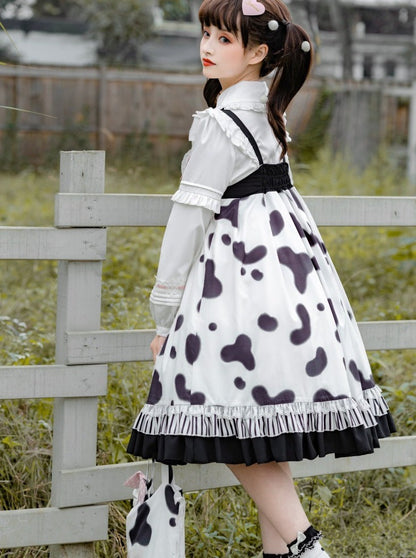 Hosenträger Kuh Bluse Rock Pelz + Mantel