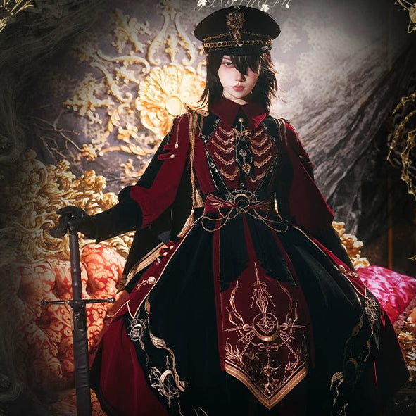 The End of the Holy Skeleton 2.0 Military Lolita OP Dress Set | Sakura Luofu