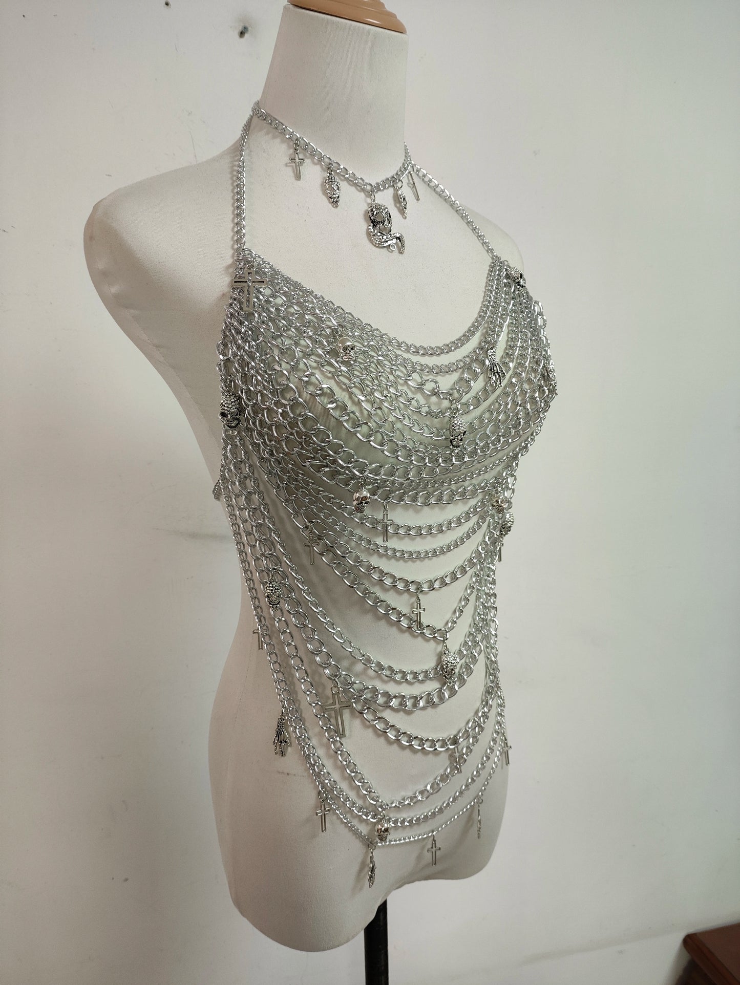 Halloween Skeleton Feast Aluminum Chain Cross Splicing Silver Pack