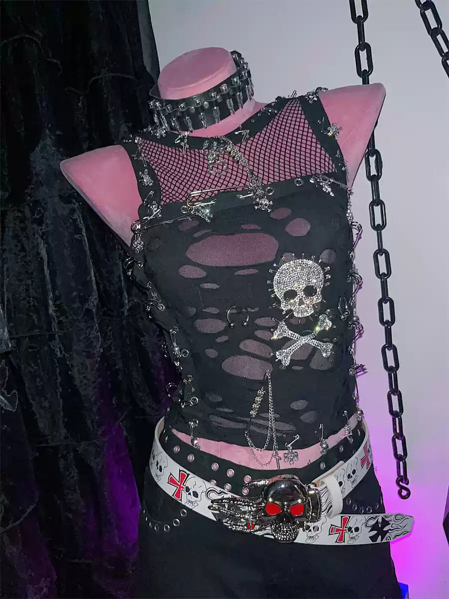 Gothic Lolita Punk Harajuku Bling Trim Crop Tops