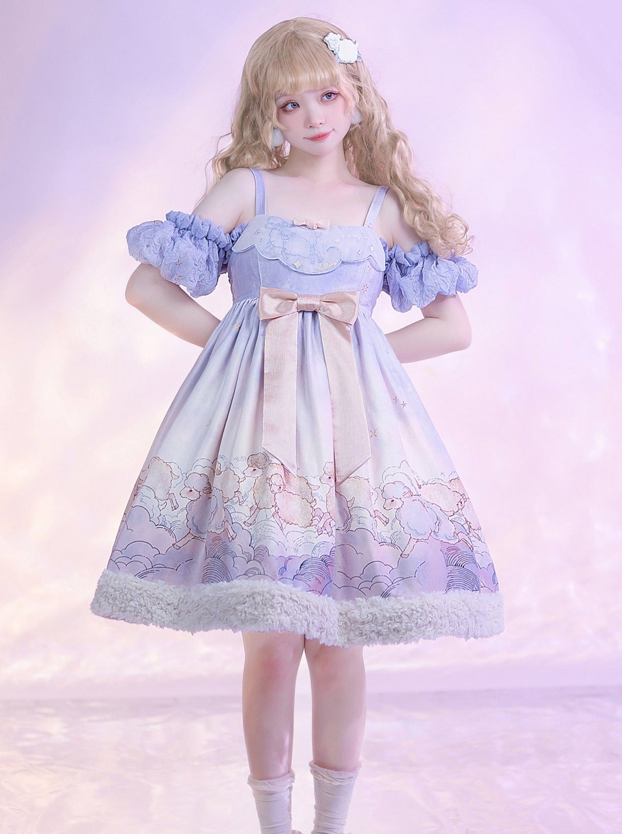 Cable Design High Neck Knit + Knit Leg Warmer + Fancy Lolly Ta Dress