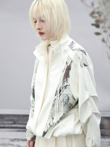 スプライシングジャケット チャイナプリント カジュアル