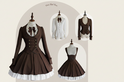 Oak Leaf Rose Autumn Winter Suit Set Embroidered Bustier