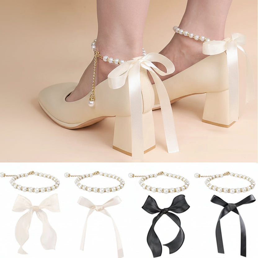 Pearl Mary Jane Shoe Straps - Anti-Slip High Heel Chain