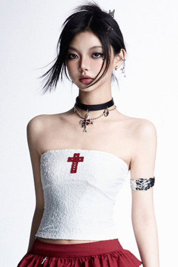 + クロスケーキフリルフーディースカートスリムフード付きトップチューブ