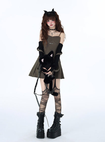 Retro American Sleeves Suspender Hot Girl Dress Design