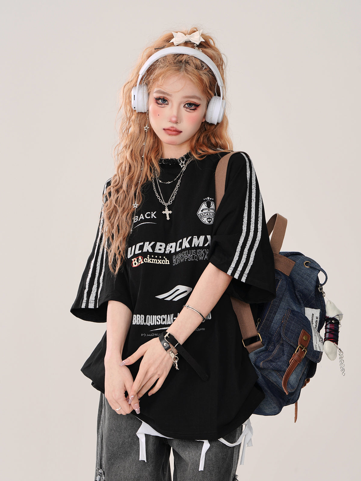 ブラックトップ クロス+ストリート チェーン アメリカン Tシャツ タンク ルーズ