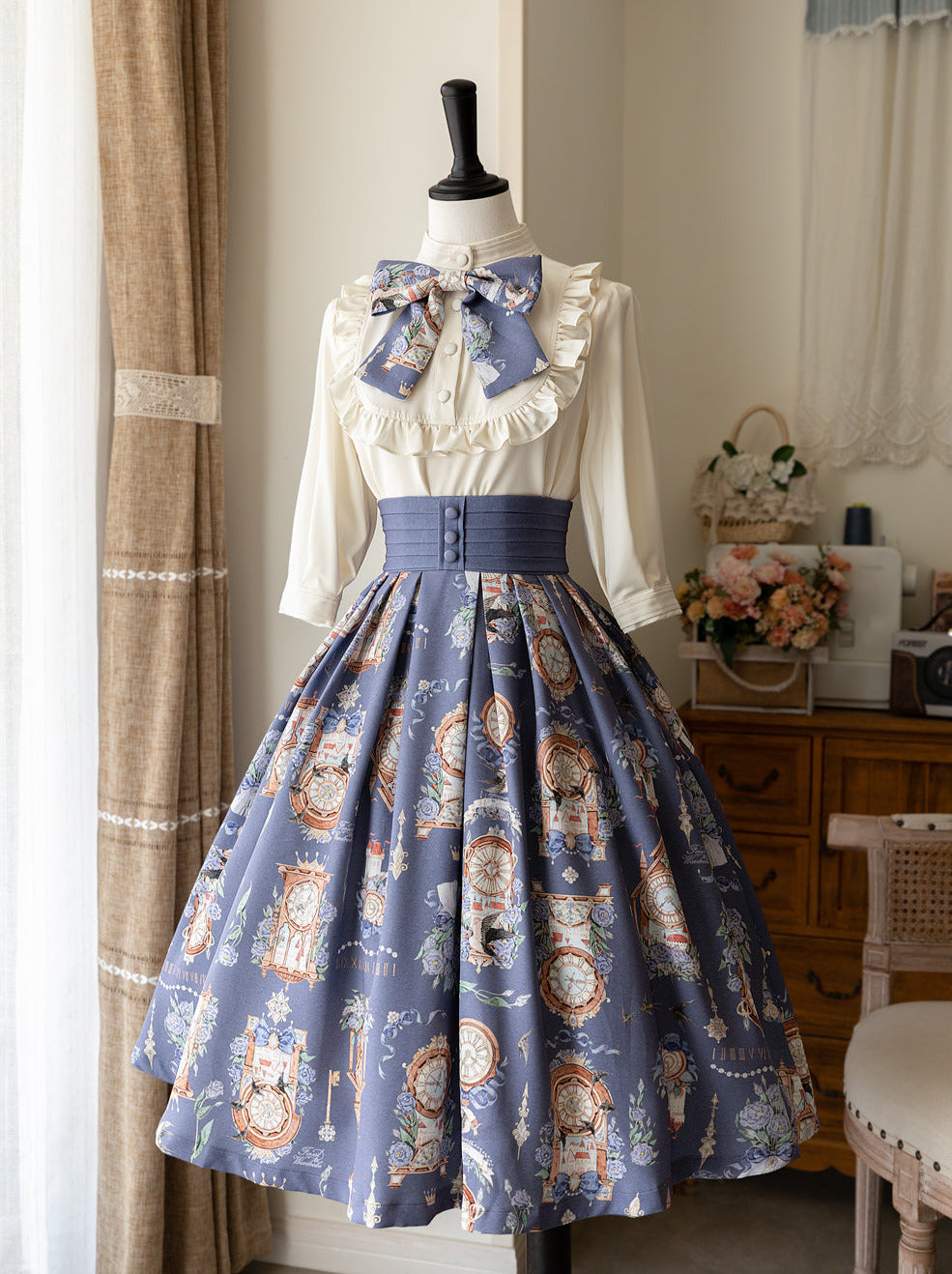 ロリータエコー デイリーエコー セットアップ サスカート エレガン トロクラシカルプリントシャツ エターナル