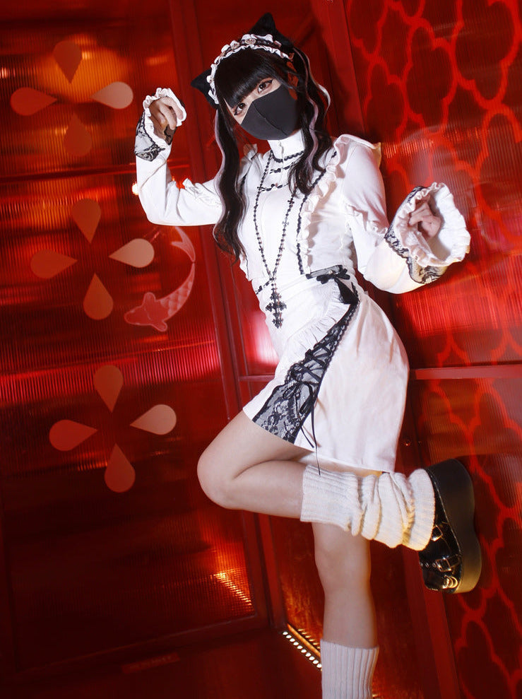 Anzug China Maid Angel Sportswear Rüschen Aqua Schürze Nachbarschaft