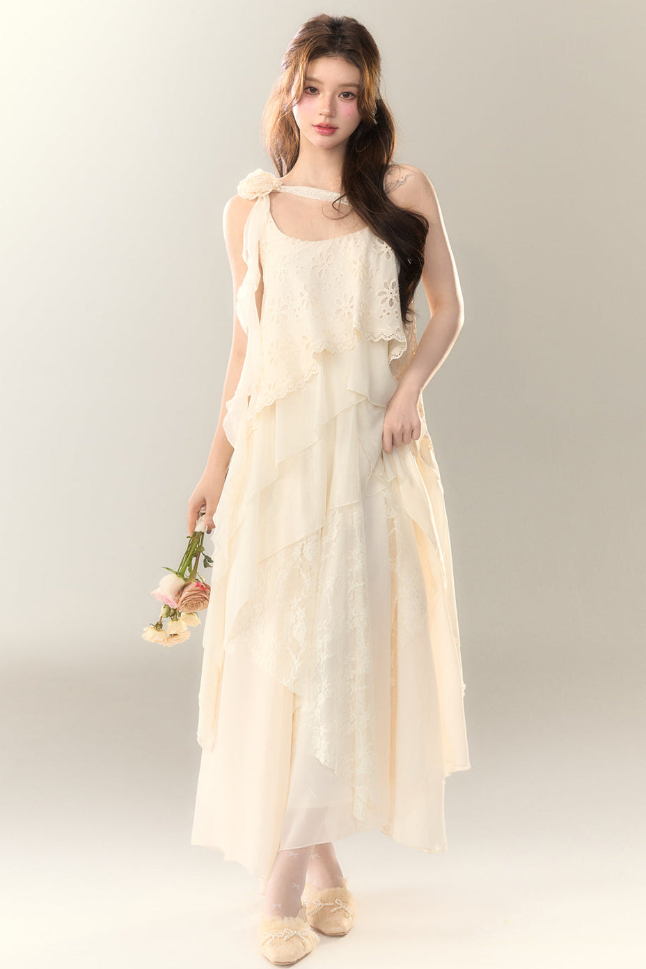 ロゼル イレギュラー ドレス ロング マルチレイヤー ヘビースカート