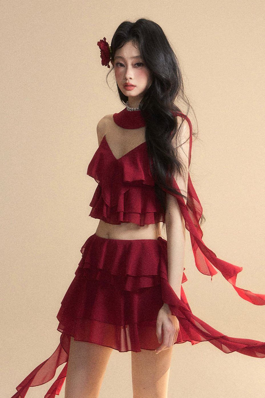 スカート+ショートキャミソール アニメ シフォン