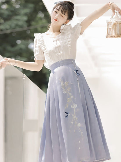 Sommer Faltenrock Retro Rüschen Top Design China