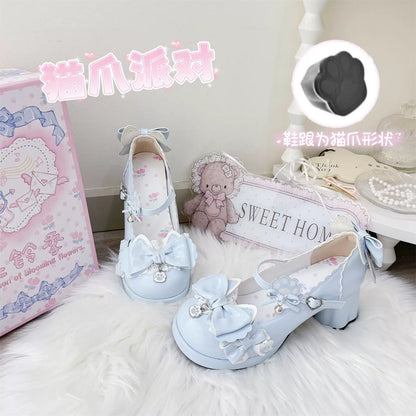Cat's Claw Party Lolita Mary Jane Shoes – Sweet Bow Round Toe Pumps | Blooming Chimes