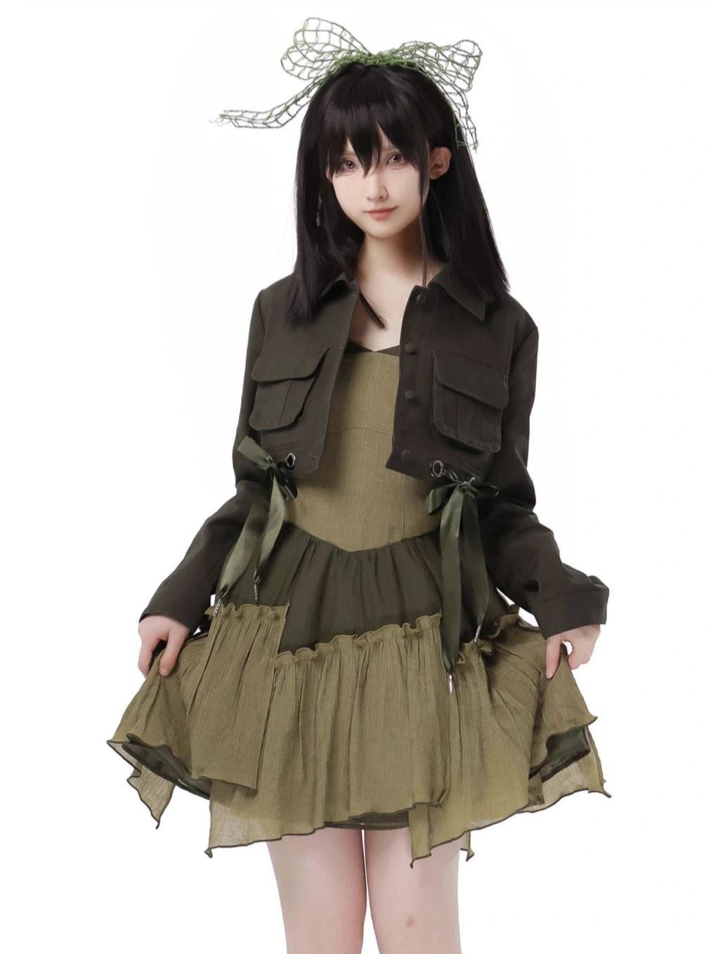 American Halter Retro Denim Green Short Jacket