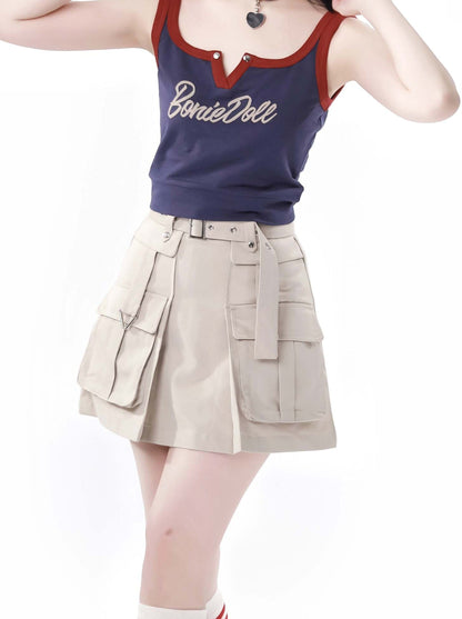 キャミソール＋キーネックスカート カラーアメリカンガールカーゴスリー