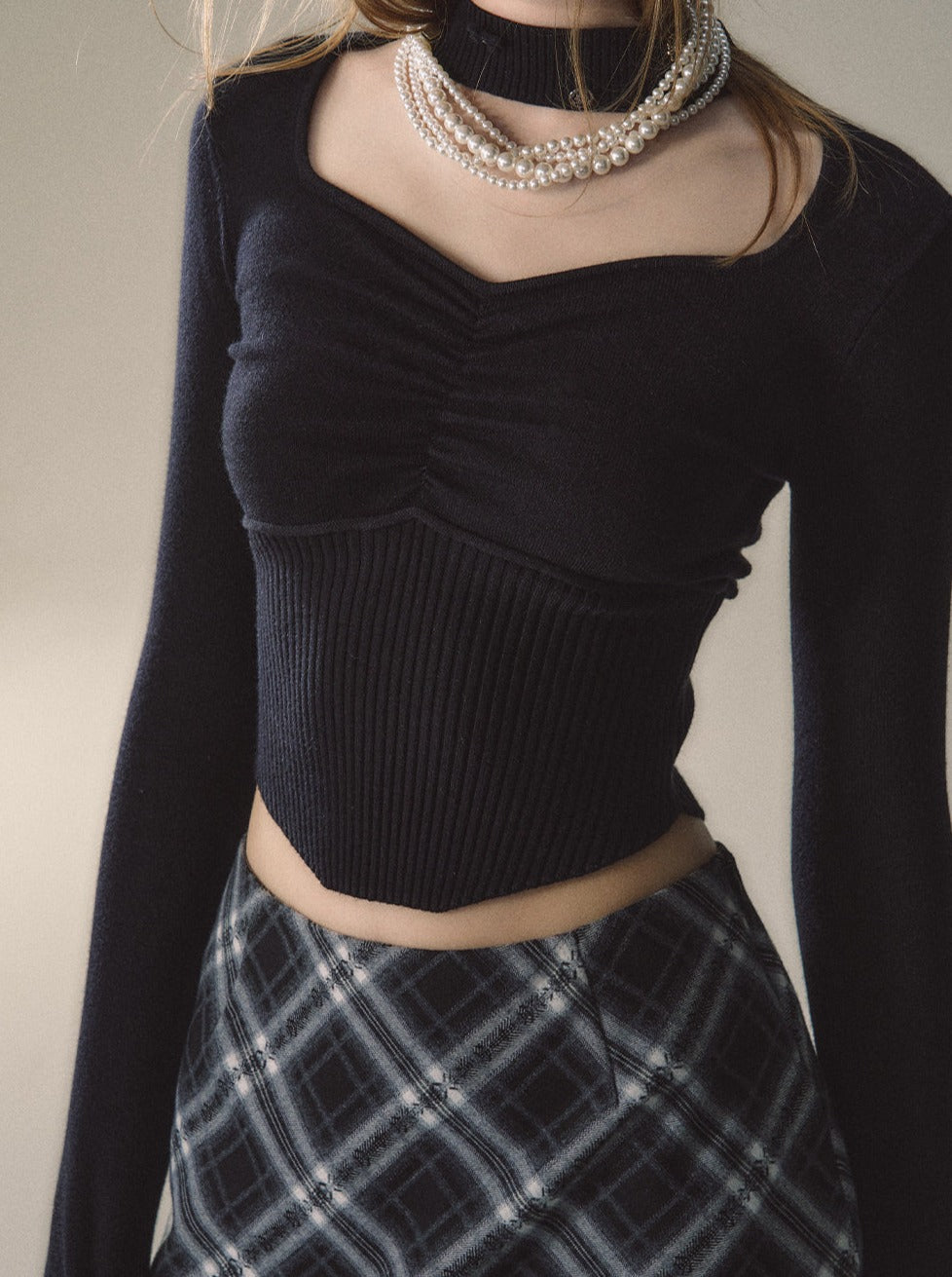 Neckholder-Top mit schmaler Taille und quadratischem Ausschnitt