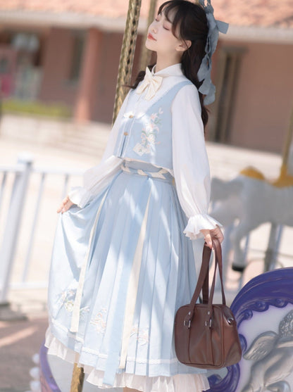 Pleated China + Blouse Idol Vest Skirt