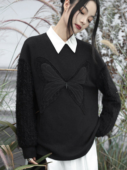 Stricken Dunkler Schmetterling Gespleißt Romantisch Locker