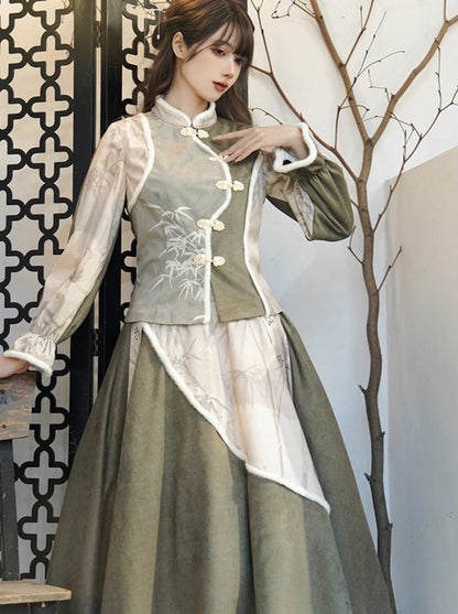 Ausgestelltes Top + Rock mit Print China