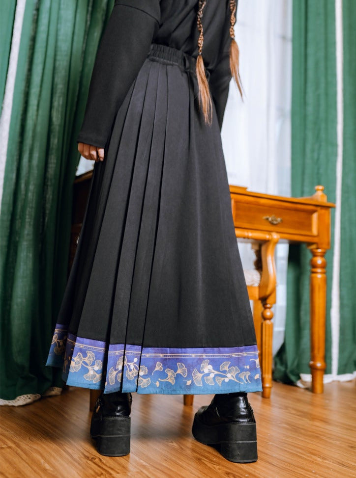 Kontrast Retro Farbe China Faltenrock Blatt