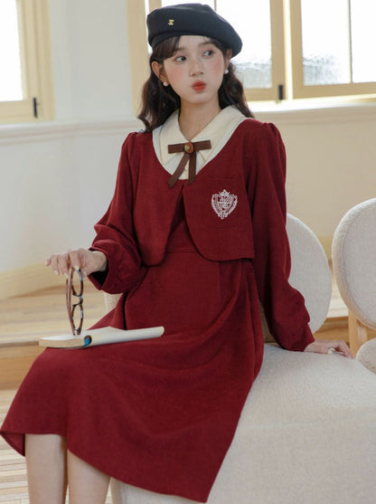 Two-piece College Retro Faux Dress